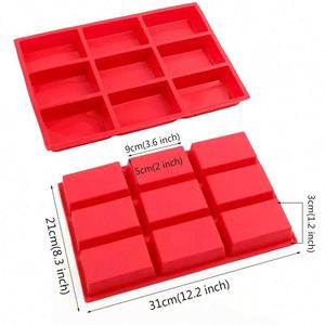 BPA-Free Food Grade 9 Cavity <b>Silicone</b> <b>Baking</b> Mold Rectangle Non-Stick Heat Resistant Sugarcraft Bread Fondant Brownie Cake Tools - Product Image 1