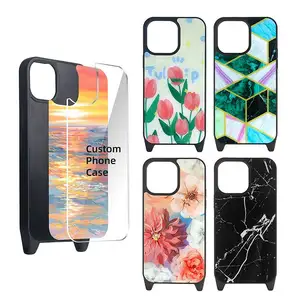 Coque kualitas premium untuk iphone kustom sublimasi 3d logo uv dicetak selempang tpu casing telepon pemasok