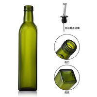 Bouteille en verre vert de 270 ml, 500 ml, 750 ml, 1000 ml pour l'huile, l'huileuse, la sauce, le stockage en cuisine avec buse d'huile automatique à ouverture rapide – Vente en gros