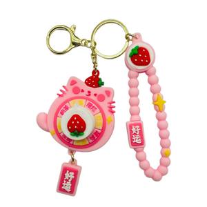 Cartoon Lucky Wheel Eco-friendly PVC Keychain Boa Sorte Spinning Fun Stress-Relief Toy Claw Machine Pequeno Presente - Product Image 5