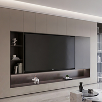 Meuble TV moderne en bois sur mesure TSJ pour salon, villa, appartement - Conception professionnelle pour projets, fabrication directe usine