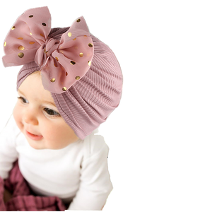 Nuovo simpatico fiocco lucido <span class=keywords><strong>Bandana</strong></span> per il bambino di colore solido Beancap Wrap accessori per capelli di cotone per bambini - Product Image 1