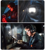 Lampe frontale COB à LED rechargeable pour extérieur avec capteur magnétique, lumière d'avertissement rouge et bleue clignotante pour voiture, sécurité nocturne et situations d'urgence