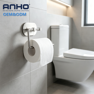 Porte-papier toilette mural auto-adhésif <span class=keywords><strong>en</strong></span> acier inoxydable pour salle de bain, finition céramique haute brillance, rangement mural - Product Image 6