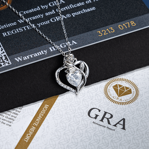 Collier pendentif double cœur en moissanite fleur de <span class=keywords><strong>rose</strong></span> romantique, plaqué or 14 carats, chaîne en argent S925, charme diamant VVS, bijoux pour femmes - Product Image 6