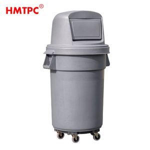HMTPC 180L Outdoor Trash Can Cylindrical Plastic Flip Lid With <b>Wheels</b> Large Capacity Garbage <b>Bin</b> - Product Image 5