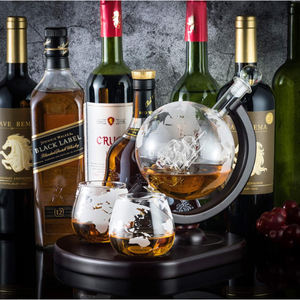 Ensemble de carafe à whisky, carafe <span class=keywords><strong>Globe</strong></span>, cadeaux à whisky, avec 2 verres, perles, 4 glaçons, pince et entonnoir, distributeur de boissons - Product Image 6