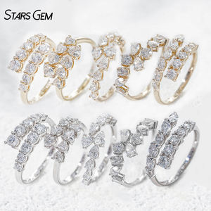 แหวนทองคำแท้ 10K ประดับเพชรแล็บโกรว์ทรงบริลเลียนต์ ดีไซน์เปิดด้านหน้า ชุบโรเดียม รุ่นคลาสสิก เหมาะสำหรับวันครบรอบแต่งงาน จาก StarsGem - Product Image 1