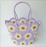 Sac en crochet fait main, polyester et coton, grande capacité, sac fourre-tout, plage, quotidien, décontracté, sac à bandoulière, couleurs personnalisées