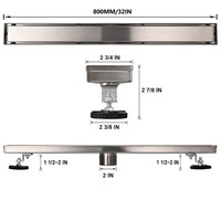Venta al por mayor de fábrica: Drenaje lineal para ducha de 32 pulgadas/800 mm con inserto para azulejos, canaleta de drenaje para baño