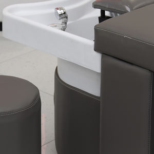 Hochwertige Moderne Weiße Salon-Haarwaschliege mit Weichem Design und Acryl-Leder-Material für den Export - Product Image 4