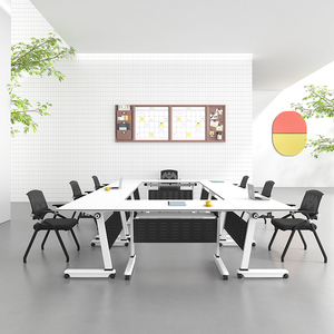 Modern Folding Modular Conference Table Chair Set Easy Assembly Splicing <strong>Long</strong> Table Movable Office <strong>Desk</strong> for Living Room Villa - Product Image 3