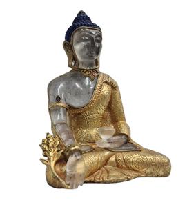 High Quality Clear Crystal Quartz Buddha <b>Statue</b> <b>Gold</b> Filigree Handcrafted Finish Casting Technique Museum Indian Sculpture - Product Image 2