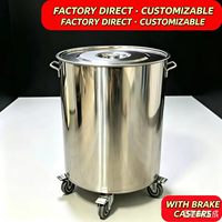 Poubelle commerciale en acier inoxydable 304 certifiée NSF, finition polie, avec roulettes, pour extérieur, 50L/100L, pour cuisine