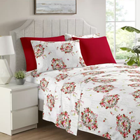 Ensemble de draps ajustés imprimés floraux 6 pièces emballés en cadeau, ensemble de draps ajustés imprimés colorés 6 pièces, ensemble de draps ajustés imprimés colorés taille King