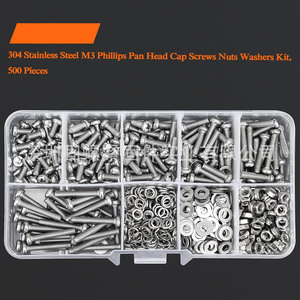Stainless Steel <b>Screw</b> And Nut <b>Set</b> 500pcs Pan Head Combination Tool Case For Standard Use - Product Image 2
