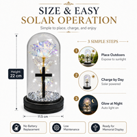 Lanterne Solaire LED Znicz en Gros pour Cimetière, Lampe Commémorative en Verre avec Rose Éternelle pour la Touche des Saints