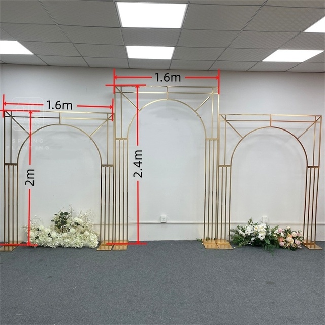 Wedding Backdrop Frame Gold-Plated Wrought Iron Golden Wedding Props Arch Metal Flower Stand for Wedding Decoration