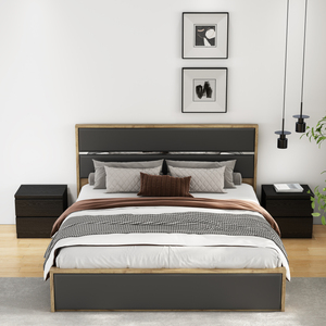 Black Nightstand 19.7 Inch 2 <b>Drawers</b> Handle Free Design Thickened Top Plate Small Side Table - Product Image 4