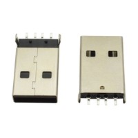Connecteur mâle USB 2.0 Type A 4 broches 30V 1.5A Montage horizontal SMT pour transfert de données