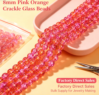 Perles en verre facettées craquelées bicolores arc-en-ciel de 8 mm en gros pour bijoux faits à la main et artisanat DIY