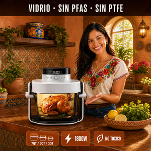 Friteuse à air carrée multifonctionnelle en verre 1800W 7QT (6,6L) sans PFAS/PTFE/BPA, en verre borosilicate trempé, certifiée CE ETL, compatible VR, OEM/ODM - Product Image 1