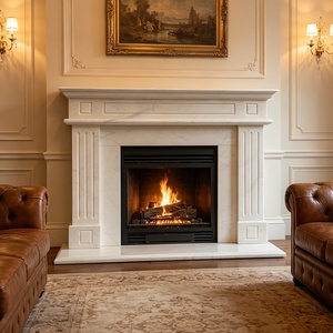 Mantel de Chimenea de Mármol Blanco Tallado a Mano, Decorativo para Interiores, con Detalles de Capitel de Columna - Product Image 6