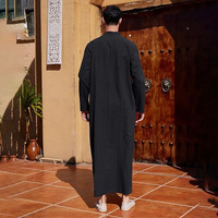 Thobe Jubba islamique arabe pour homme - 65% coton 35% lin - Kaftan décontracté |   Dishdasha Grande Taille pour la Prière Quotidienne Respirant et Doux