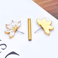 Piercing pour Téton en Titane G23 ASTM F136 14G, Barbell Or 14G avec Zircon Cubique Marquise Poussoir et Opale, Piercing Corporel pour Adulte (Non destiné aux Enfants)