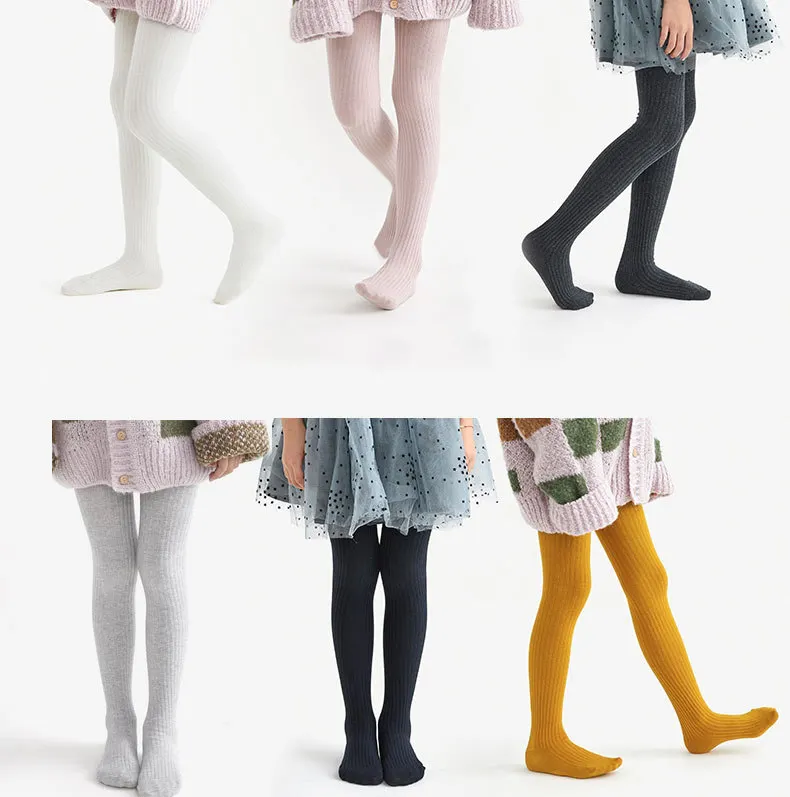 High Quality Cute Solid Color Combed Cotton Girls Baby Pantyhose Kids Children Breathable Tights Pantyhose For Babies