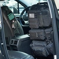 Organisateur de siège arrière de voiture tactique en nylon Oxford rouge/noir durable, 5 pochettes Molle détachables, 8-11 compartiments, 107x52cm, marque OEM