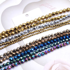 4 6 8毫米黄金天然石赤铁矿珠圆形刻面间隔散珠珠宝制作DIY手链刺绣 - Product Image 1