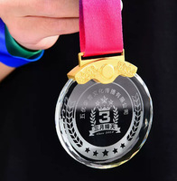 MH-NJ0165 Médaille de sport personnalisée en cristal haut de gamme MVP ronde en or, argent, bronze, 5 cm, 6 cm, 7 cm, 8 cm