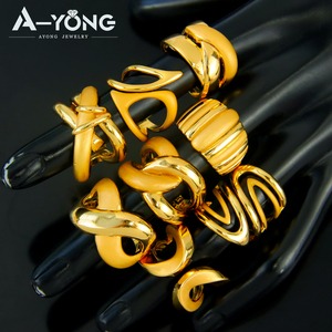 2025 Design Exclusivo Anti Tarnish Mulheres Anéis Atacado Verdadeiro Banhado A Ouro Ajustável Anéis Simples para Meninas - Product Image 2