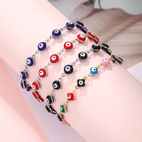 Bijoux en acier inoxydable décoratifs à la main à la mode Bracelet mauvais œil émail coloré yeux de diable Bracelets de perles en métal