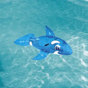 Bestway 41037 Aufblasbarer Tierpool schwimmt blau transparent Kinder wal Pool Float Rider mit Griffen
