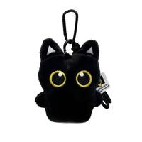 Nouveau porte-clés pendentif chat noir fraise doux et cool, mignon, en peluche, pour décoration de sac à dos d'étudiant