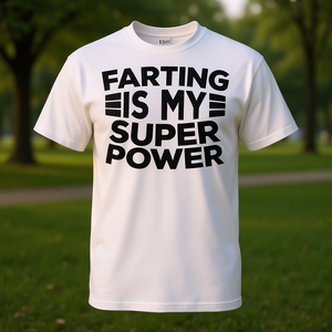 T-shirt con citazioni a tema 'Superpower Farting Habit', Unisex per Adulti, Girocollo, Manica Corta, Abbigliamento Promozionale, Stampa Serigrafica - Product Image 2