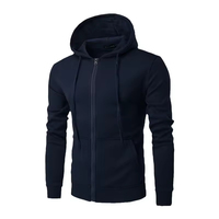 Sweat à capuche zippé tendance et confortable pour homme, en tissu respirant, couleur unie, manches longues