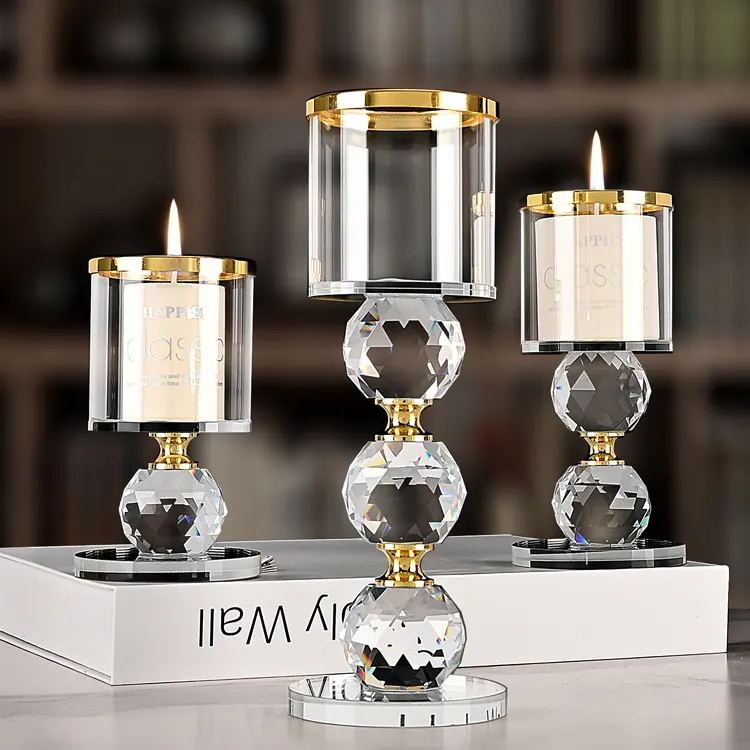 JY table lamp glass candlestick decoration Canldle Holder factory Wholesale Hot Selling Crystal Crafts with gift box