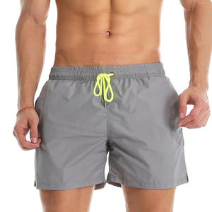 Shorts de Playa para Hombre, Color Azul Sólido, Cintura Media, Cordón Ajustable, Secado Rápido, Estilo Casual - Product Image 4