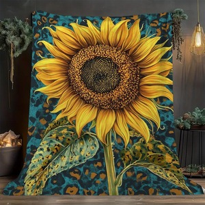 Manta de Franela con Estampado de Girasoles, Rectangular, Cálida y Acogedora para Cama, Sofá, Decoración del Hogar, Estilo Moderno, Uso en las Cuatro Estaciones - Product Image 1