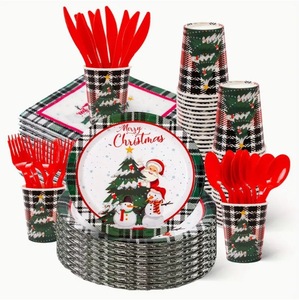 DAMAI in Stock Christmas Paper Plates and Napkins Sets for 24 Guests Christmas Dinnerware Disposable Paper Plates Napkins Cups - Product Image 4
