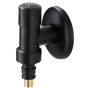 Robinet de machine à laver à arrêt automatique par bouton rotatif, Robinet mural noir mat pour laverie G1/2 - Product Image 1