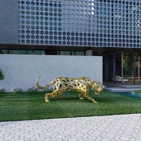 Sculptures d'animaux en treillis métallique en acier inoxydable de décoration de pelouse extérieure faite à la main de haute qualité