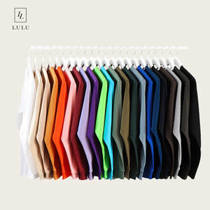 Lulu Long Sleeve T-Shirt 100% Organic <strong>Cotton</strong> Formal Solid Knitted 250gsm Heavy Weight Blank - Product Image 1