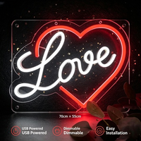 Ensemble d'enseignes néon LED en forme de cœur, lumière néon romantique pour mariage, décoration murale de la Saint-Valentin, enseigne néon personnalisée, accepte OEM ODM