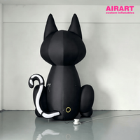 Chat noir gonflable personnalisé de 3 mètres en forme de crâne de sucre, pour l'affichage lors des événements du festival du Día de los Muertos