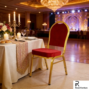Sillas Metálicas <span class=keywords><strong>para</strong></span> <span class=keywords><strong>Banquetes</strong></span> a Precio Económico, Sillas Apilables <span class=keywords><strong>para</strong></span> Iglesia con Tapicería Roja, Silla <span class=keywords><strong>para</strong></span> Hotel con Cojín Moldeado - Product Image 4