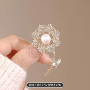 Broche de Perlas de Cristal con Diseño de Diente de León para Mujer, Broches de Diente de León con Circonita Blanca Brillante y Pedrería para Mujer, Broches para Solapa - Product Image 6